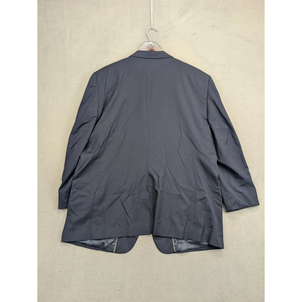 Joseph & Feiss Mens Size 52L 2 Piece Suit Navy Blue Solid Pleated Pants 48x30 - Picture 9 of 12